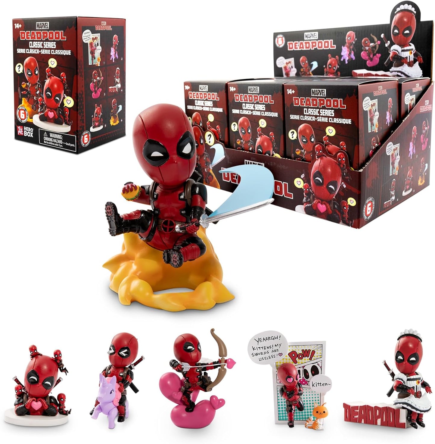 Halloween Deadpool Classic Series Hero Box - Blind Box, 2" to 4" Collectible Toy Figurines, Marvel Superhero Movie Inspired Toy Figure Set, Fun Gifts for Adults, Boys, Girls, and Kids Ages 14+, Single Box