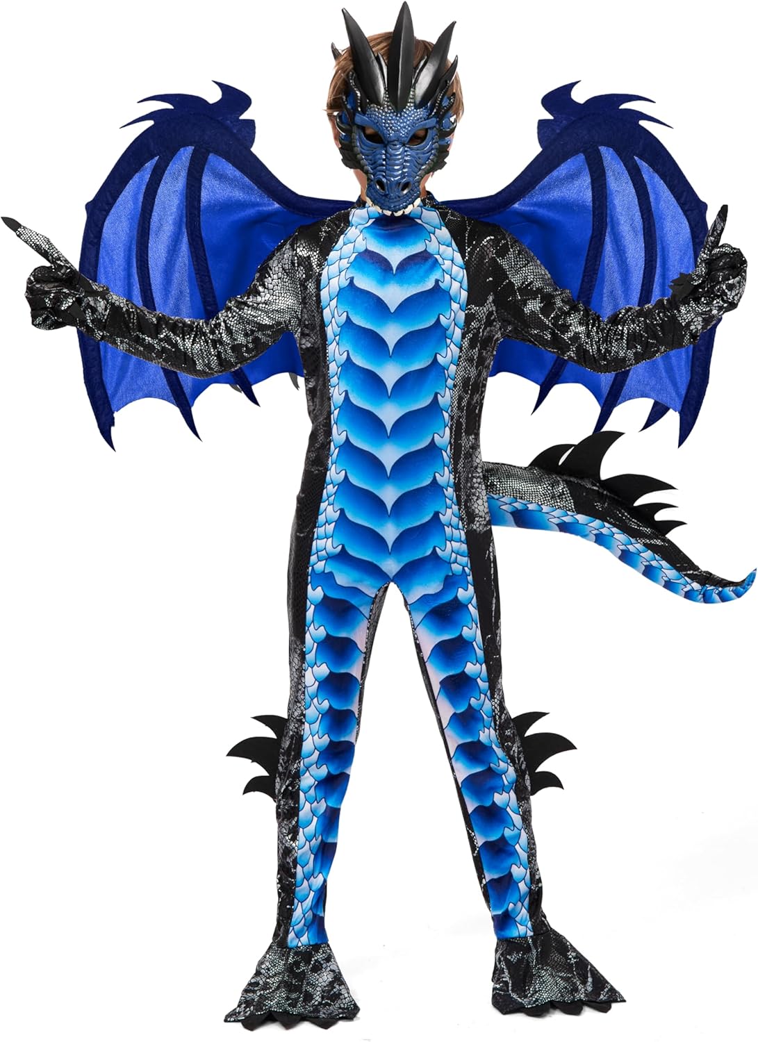 Spooktacular Creations Halloween Kid Dragon Costume, Boys Dragon Wings, Tail and Mask Set for Halloween Dress Up