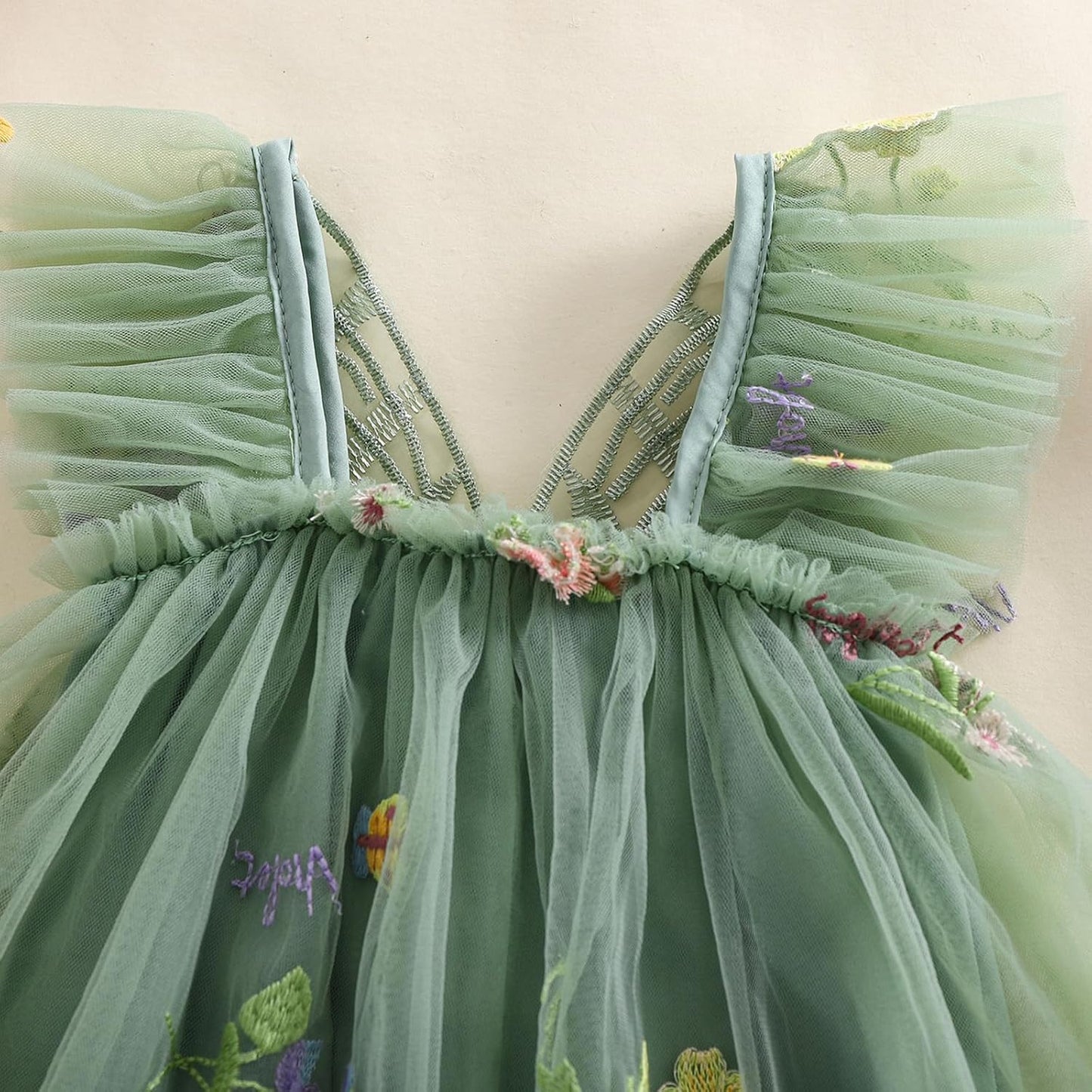 Baby Girl Halloween Costume Butterfly Wing Mesh Flower Sleeveless Tulle Fairy Romper Dress Birthday Tutu Dress