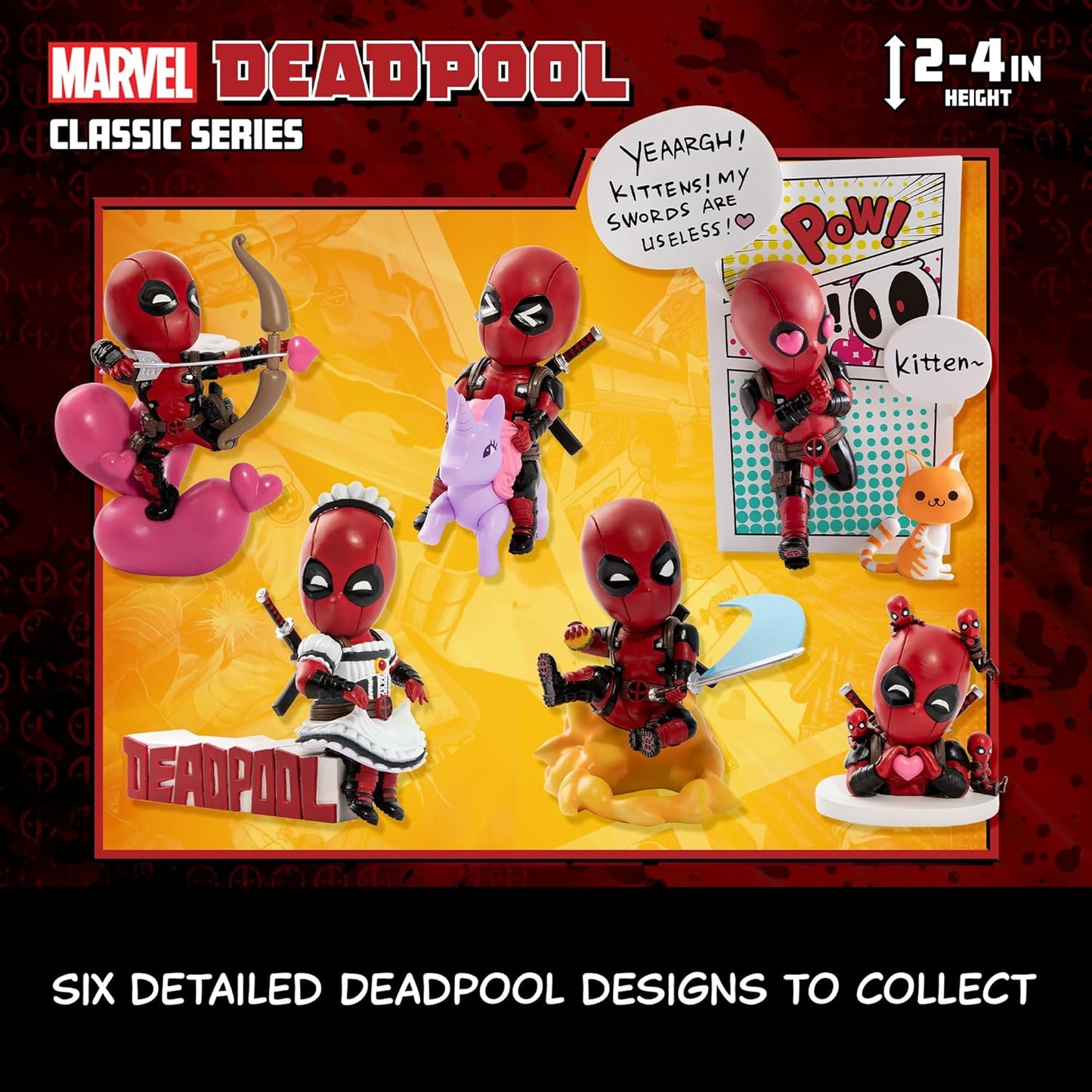 Halloween Deadpool Classic Series Hero Box - Blind Box, 2" to 4" Collectible Toy Figurines, Marvel Superhero Movie Inspired Toy Figure Set, Fun Gifts for Adults, Boys, Girls, and Kids Ages 14+, Single Box