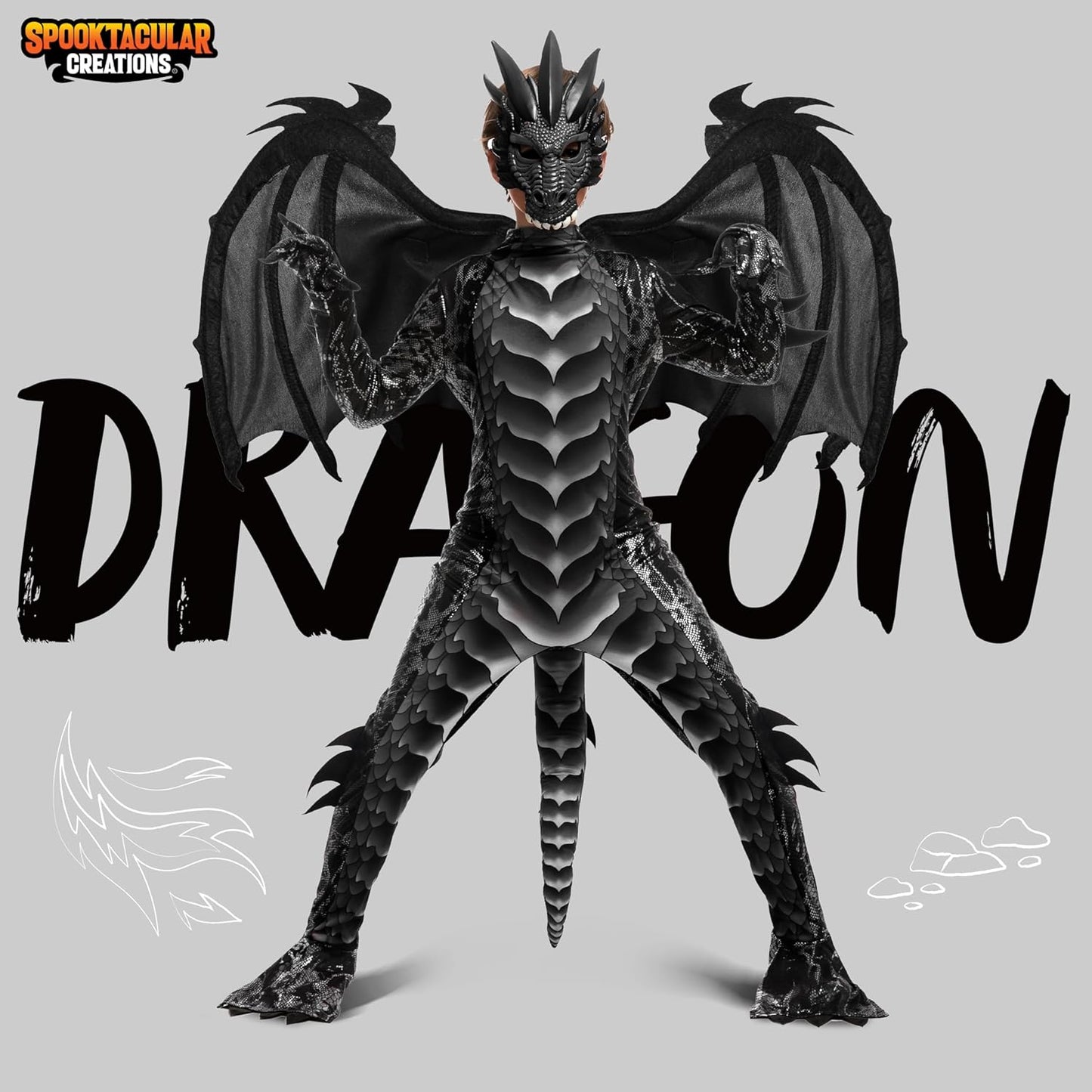 Spooktacular Creations Halloween Kid Dragon Costume, Boys Dragon Wings, Tail and Mask Set for Halloween Dress Up