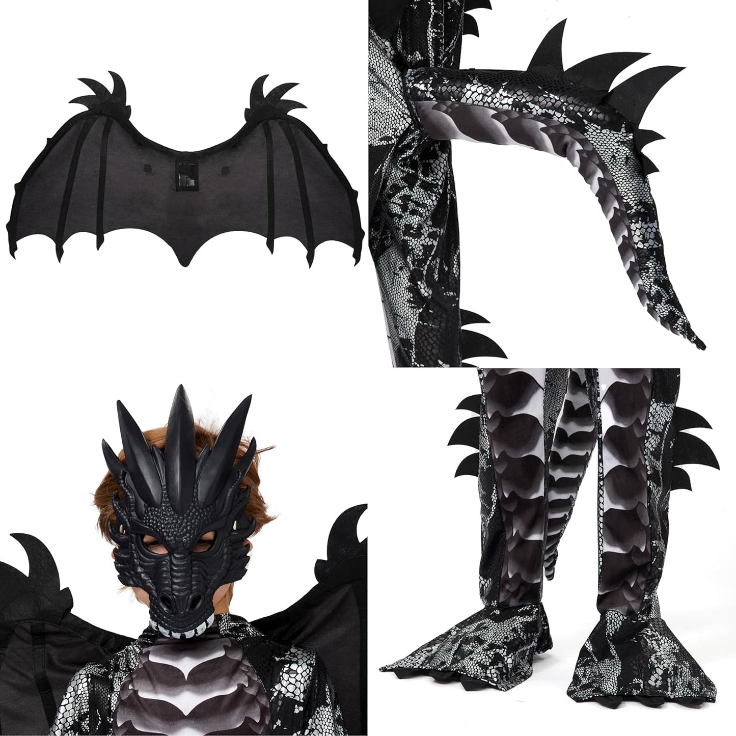 Spooktacular Creations Halloween Kid Dragon Costume, Boys Dragon Wings, Tail and Mask Set for Halloween Dress Up