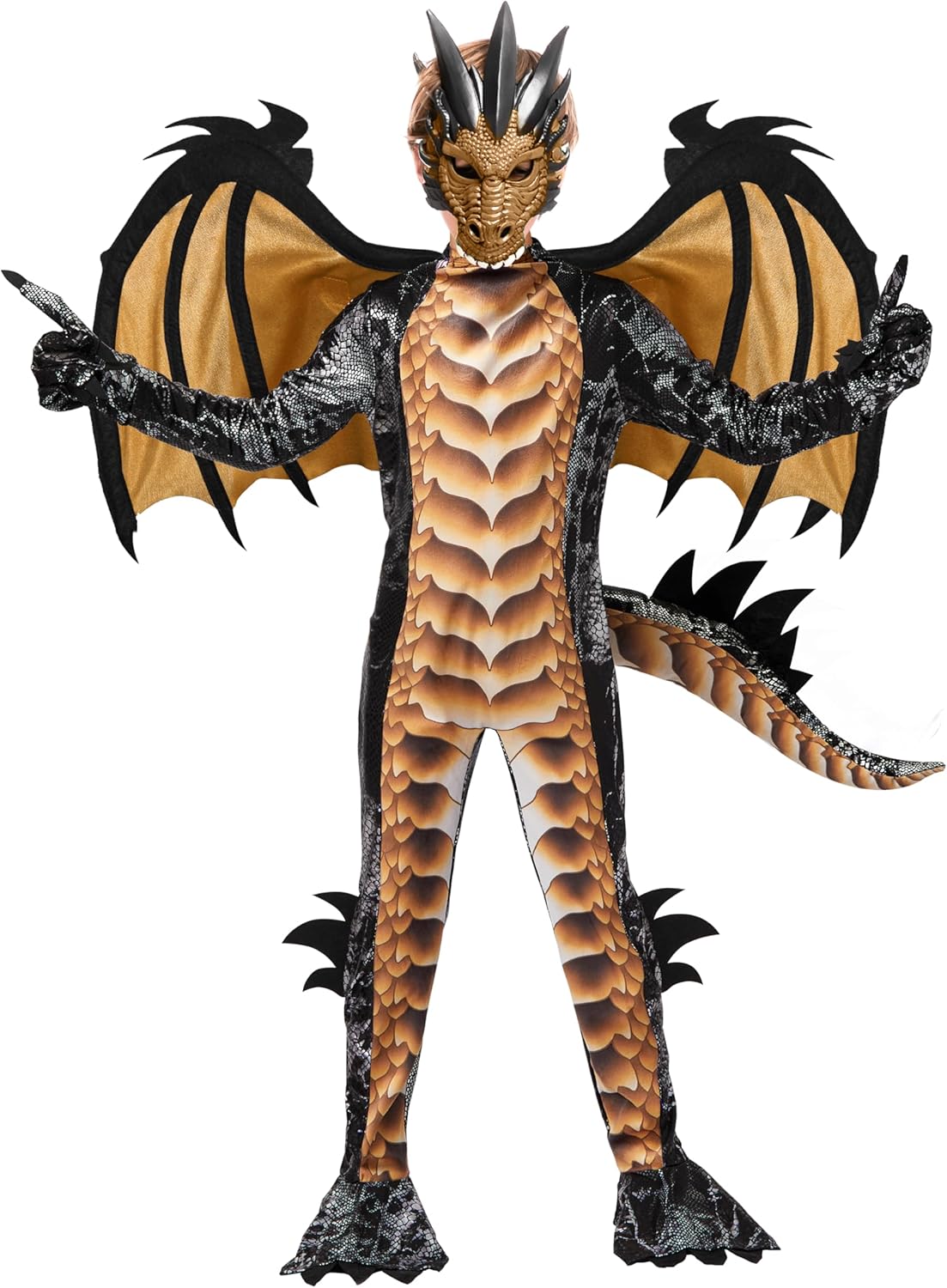 Spooktacular Creations Halloween Kid Dragon Costume, Boys Dragon Wings, Tail and Mask Set for Halloween Dress Up