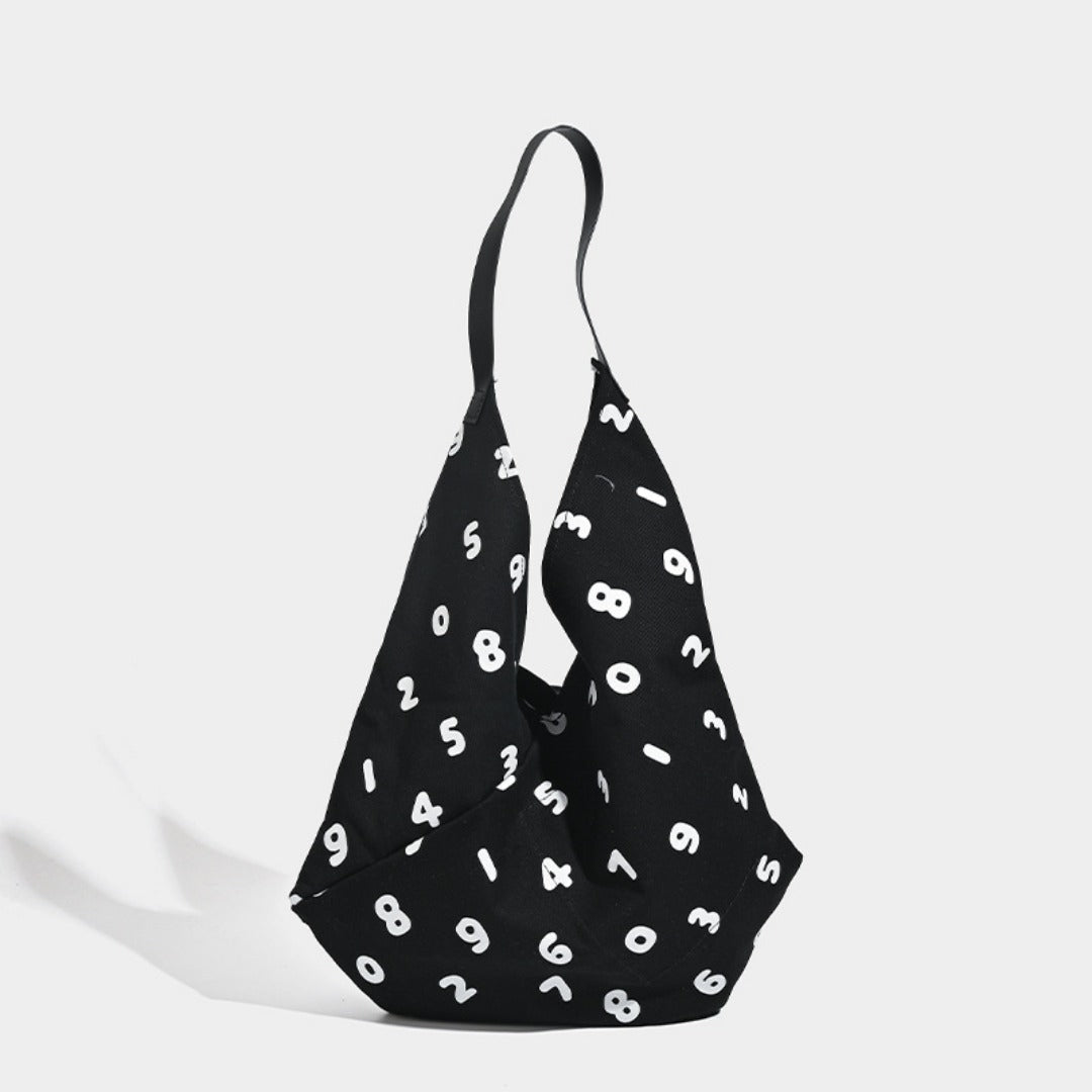 Hobo tote bag, simple digital printed canvas bag, versatile slouchy bag, shoulder bag bag