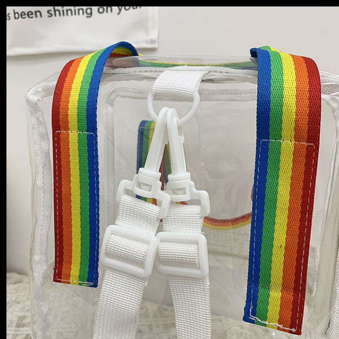 Waterproof PVC Backpack Purse with Clear Design, Durable and Stylish, Perfect for Travel, School, and Everyday Use School Bag Summer Waterproof PVC Beach Bag