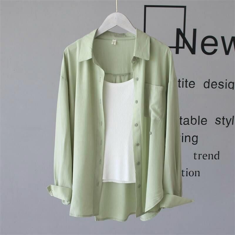 100% cotton casual loose cotton blouse shirt women solid color oversize long blouse shirt  Women