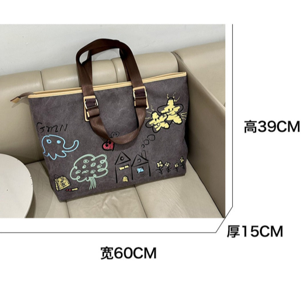 Ladies out fashion travel bag, men's canvas tote bag, business travel portable boarding bag, large capacity fitness bag