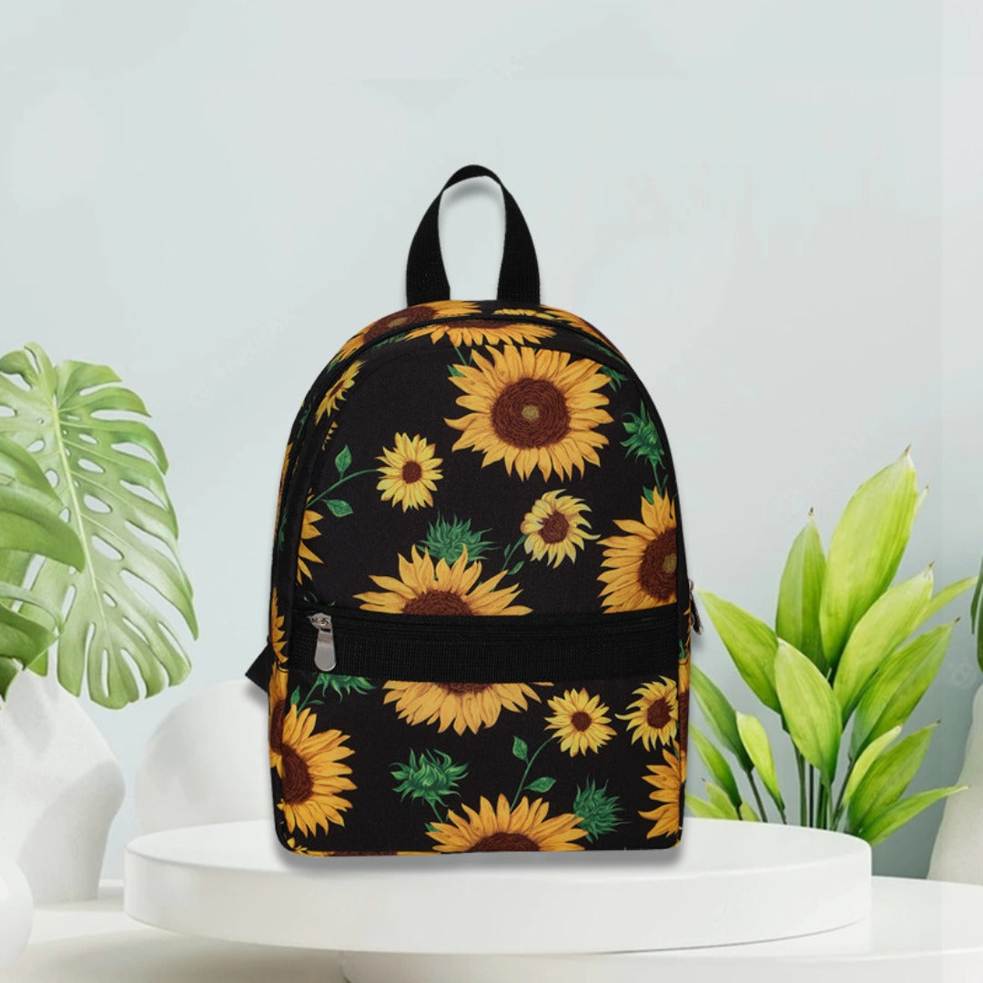 Sunflower pattern backpack, large capacity lightweight backpack purse, travel goods nylon storage backpack