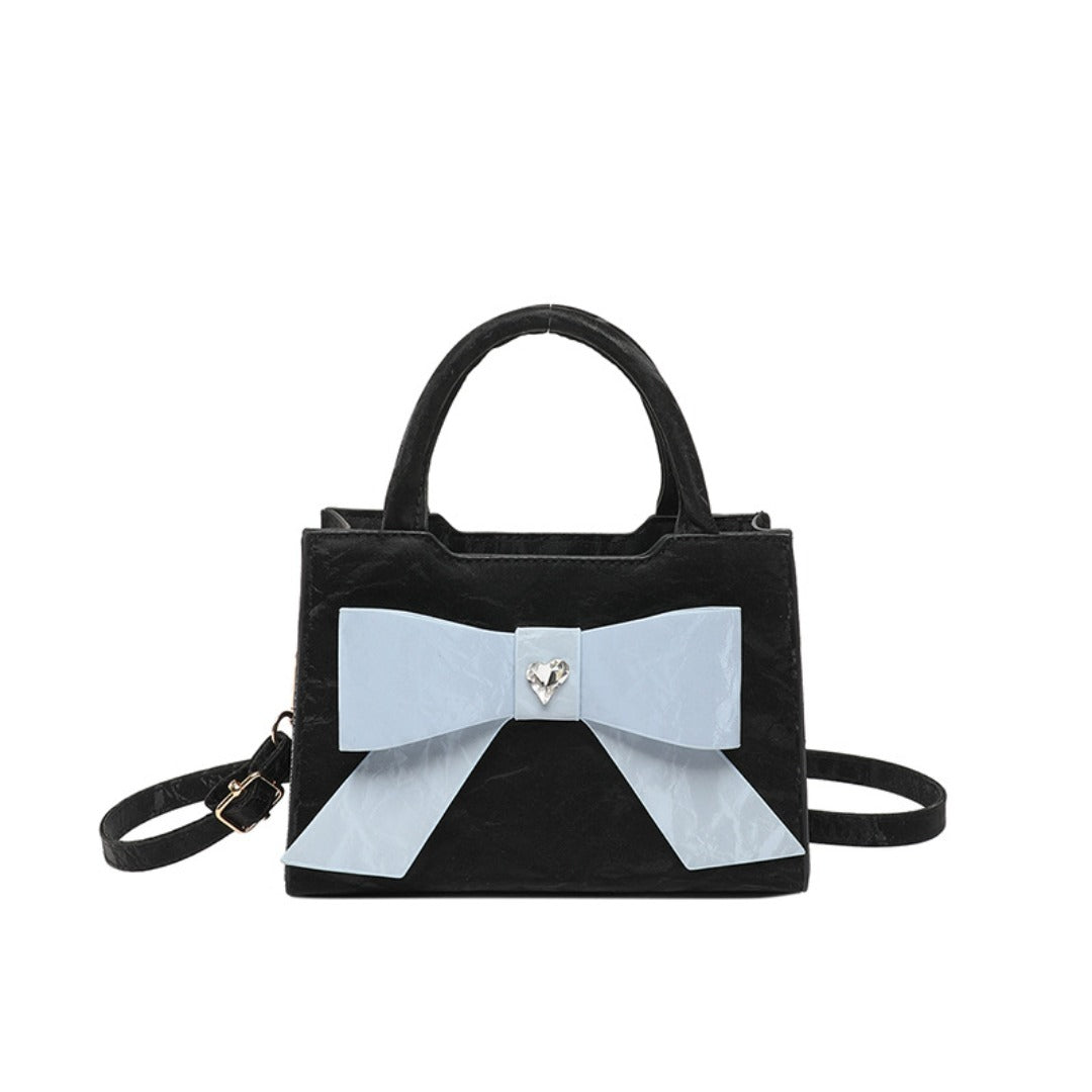 Design sweet and cute bow bag, fashionable versatile small square bag m shoulder tote bag