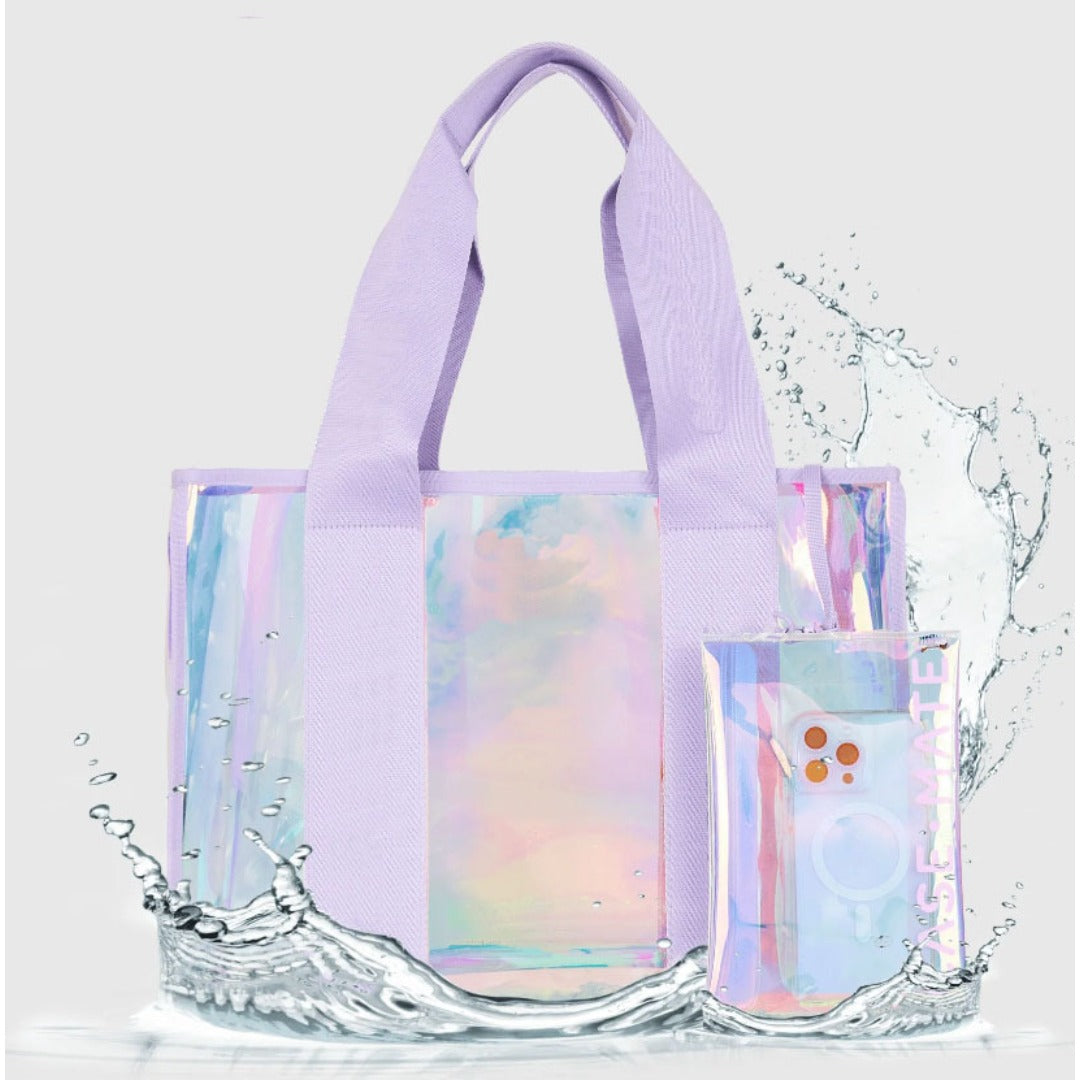 Transparent ladies tote bag large capacity colorful, beach bag waterproof swimming bag, waterproof mobile phone bag storage bag, clear bag for stadium events