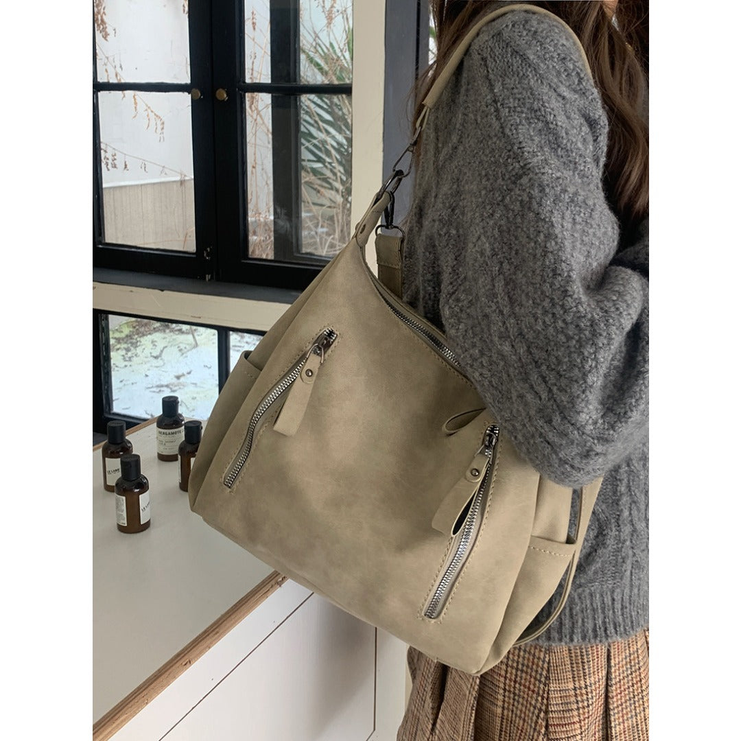 Vintage large capacity hobo bag for women, women's fashion tote bag, textured portable commuter bag