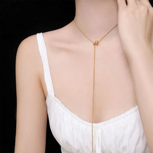 Ball drawstring snake chain necklace stainless steel necklace for women minimalist simple elegant stainless steel jewelry