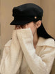 Fashion gold button hat autumn and winter temperament flat top British Korean version of cap wool newsboy hat