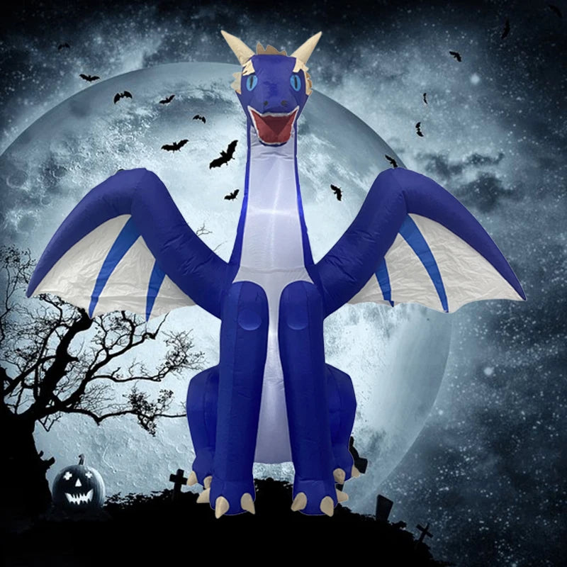 Halloween Inflatables Giant Inflatable Dragon Decorations with Wings Built-in LEDs Outdoor Indoor Party Garden Lawn Decor Toy