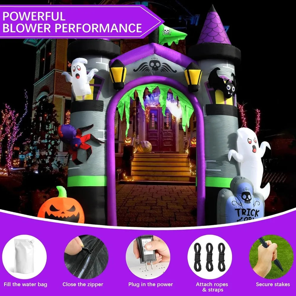 Halloween Inflatables Outdoor Decorations, Spooky Blow Ups Inflatable Halloween Decor Ghost Pumpkin Witch and Archway Inflatable