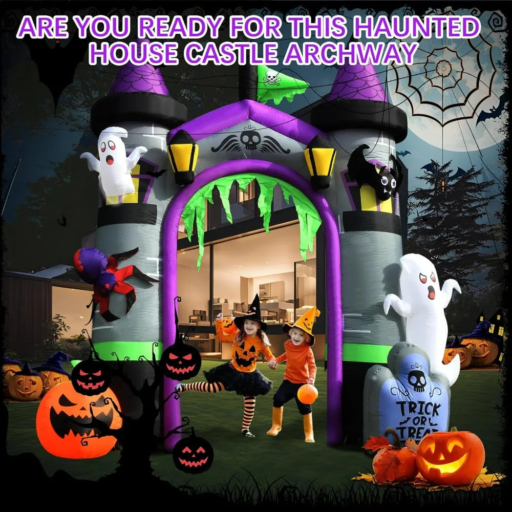 Halloween Inflatables Outdoor Decorations, Spooky Blow Ups Inflatable Halloween Decor Ghost Pumpkin Witch and Archway Inflatable