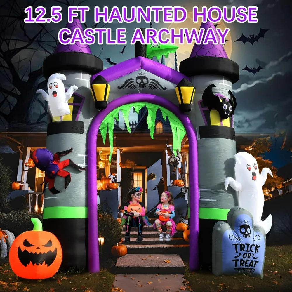 Halloween Inflatables, Outdoor Yard Decorations, Spooky Light-Up Blow Ups Inflatable Halloween Outside Decor, Archway Inflatable