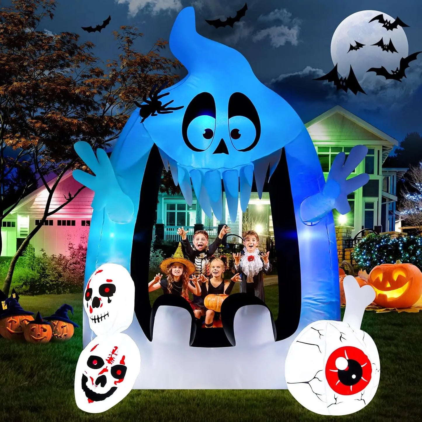 Halloween Inflatables, Outdoor Yard Decorations, Spooky Light-Up Blow Ups Inflatable Halloween Outside Decor, Archway Inflatable