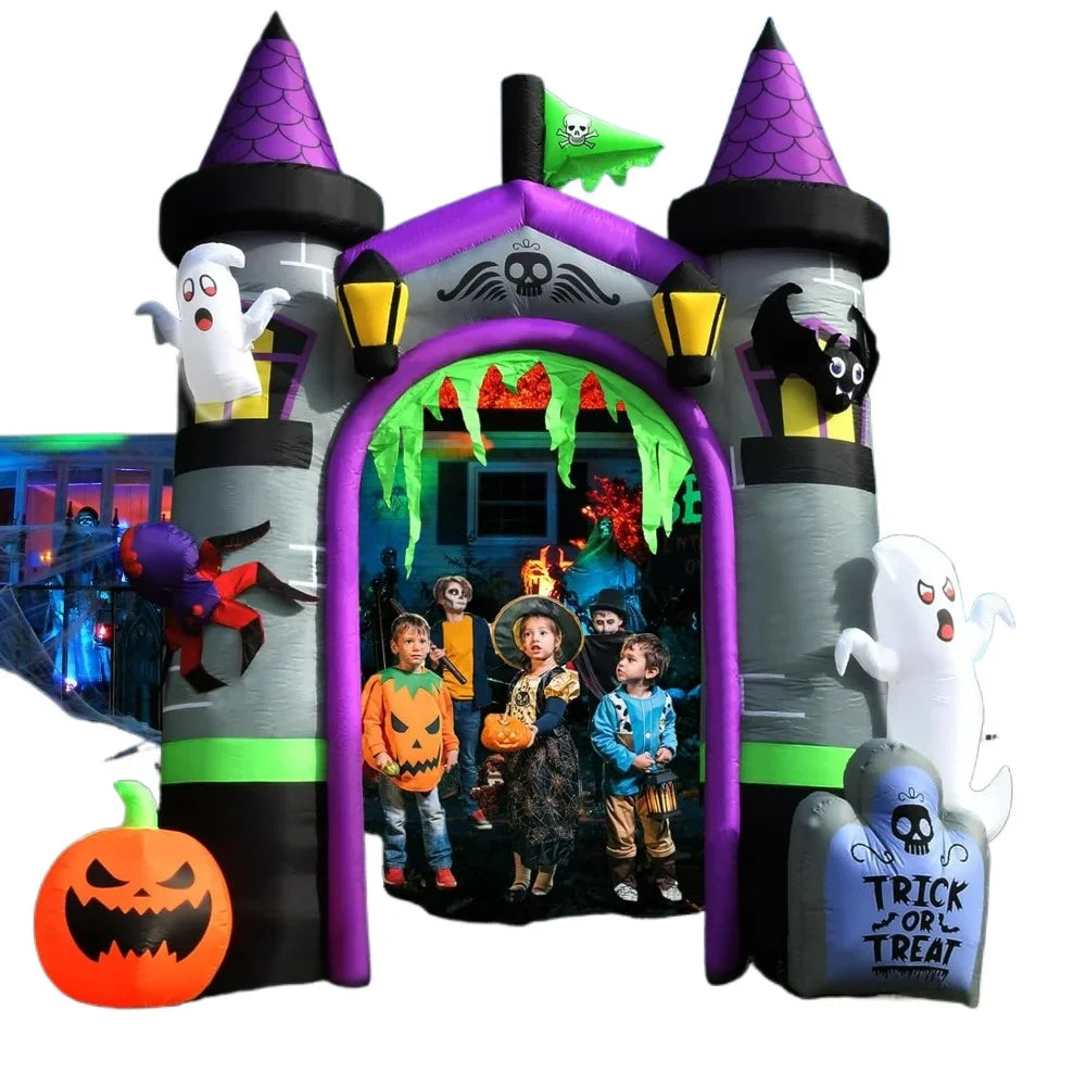 Halloween Inflatables, Outdoor Yard Decorations, Spooky Light-Up Blow Ups Inflatable Halloween Outside Decor, Archway Inflatable