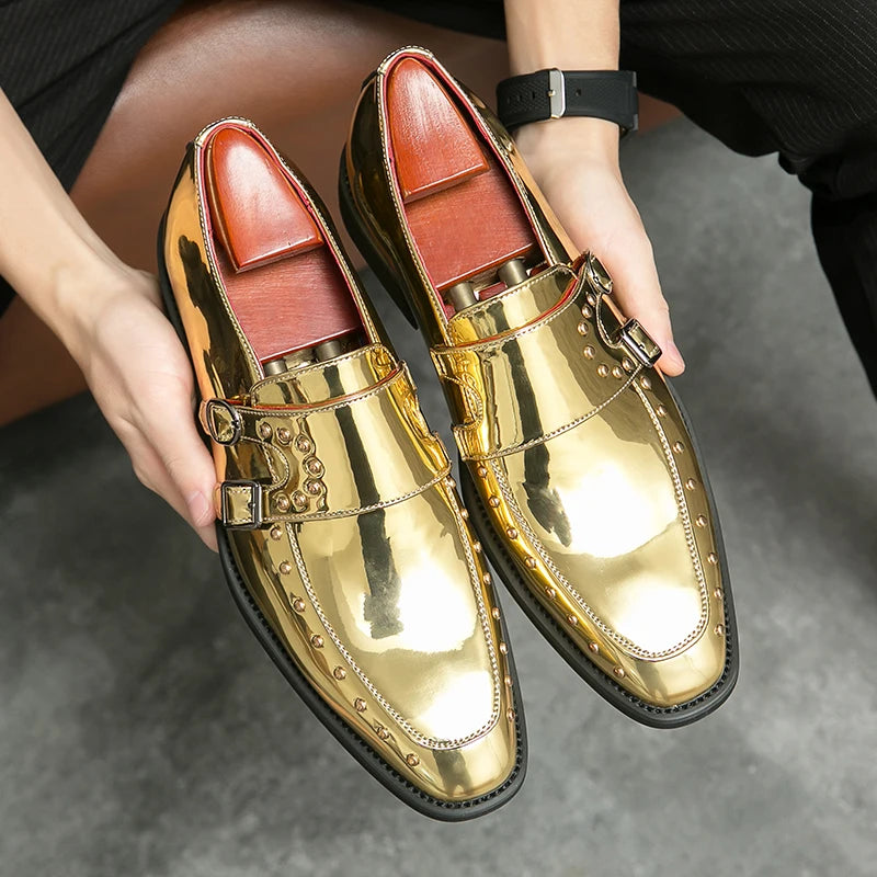 Male Golden Luxury Business Oxford Shoes Men Party Dress Patent Leather Formal Shoes Fashion Man Office Wedding Designer Shoes