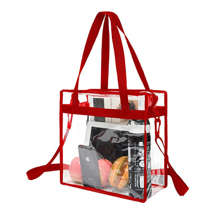 PVC transparent bag, square oversized travel tote bag, storage bag portable shoulder shopping bag, clear bag for stadium events