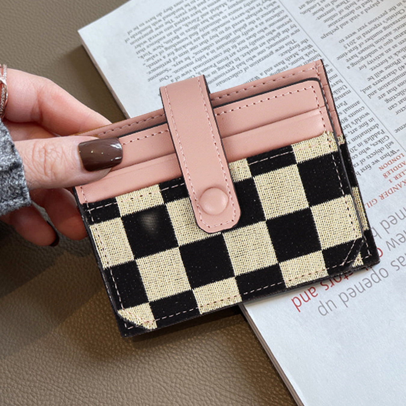 Small card bag female, exquisite high-end compact driver's license card holder, multi-functional canvas ultra-thin card holder