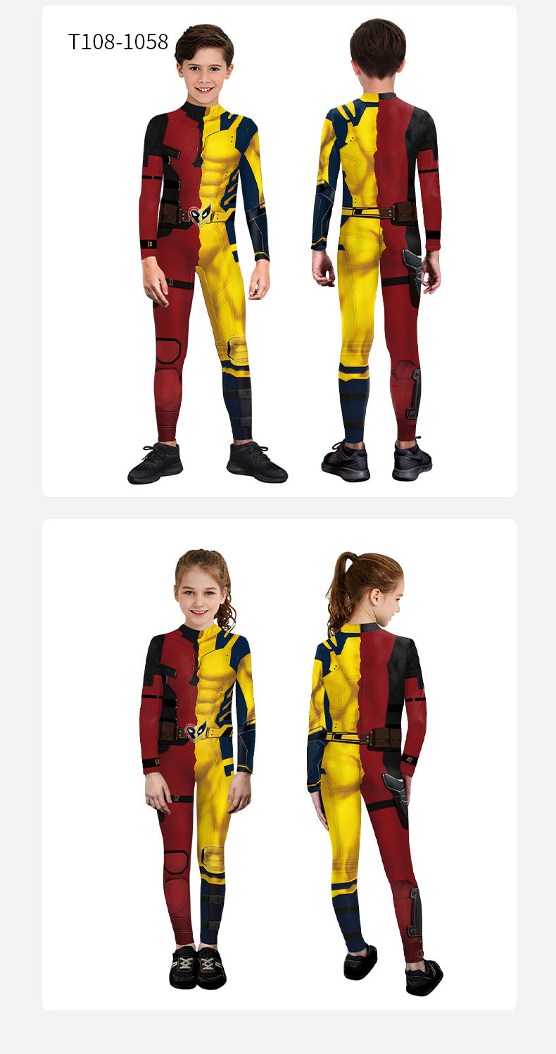 onepiece Halloween movie cos suit Deadpool 3 Wolverine costume playing suit printed jumpsuit