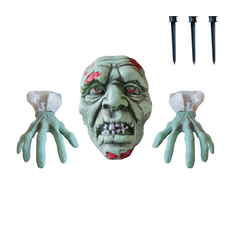 Halloween scary ghost grass decoration horror scene layout atmosphere props three-piece set