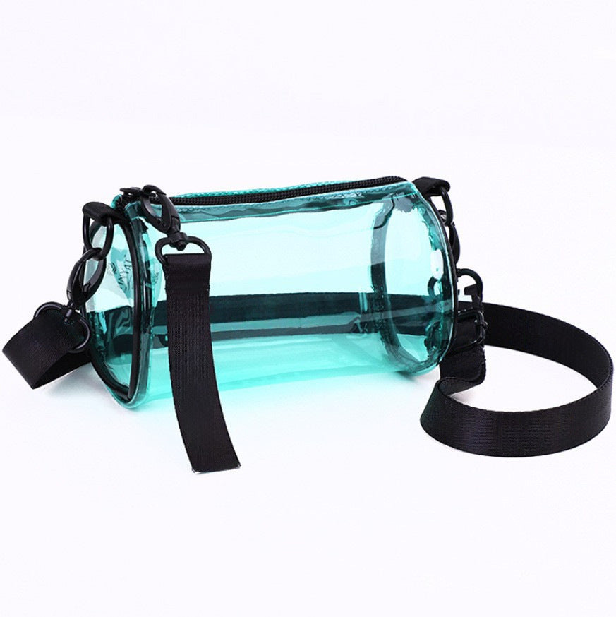 PVC waterproof drum crossbody bag, Transparent small crossbody bag,