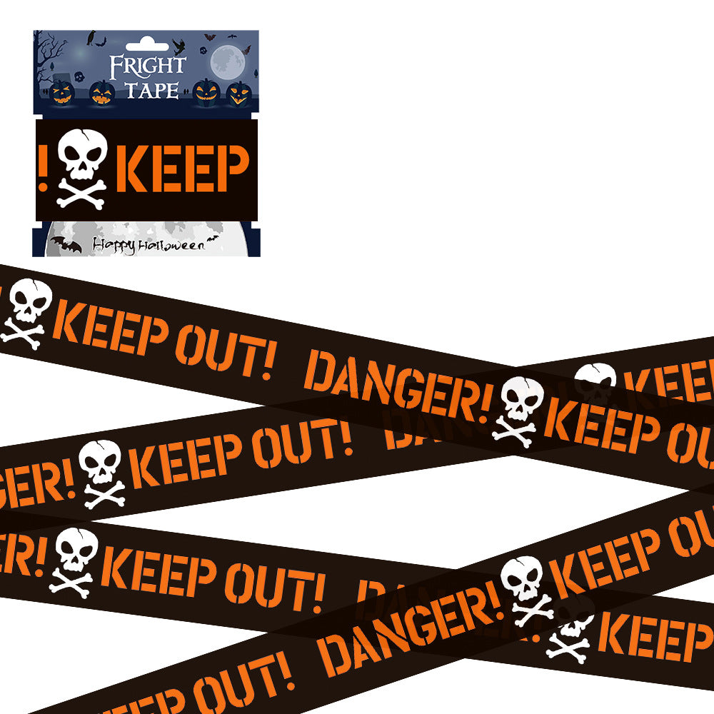 Halloween warning strip, single pack of plastic isolation tape decorating European and American ghost festival horror atmosphere warning line