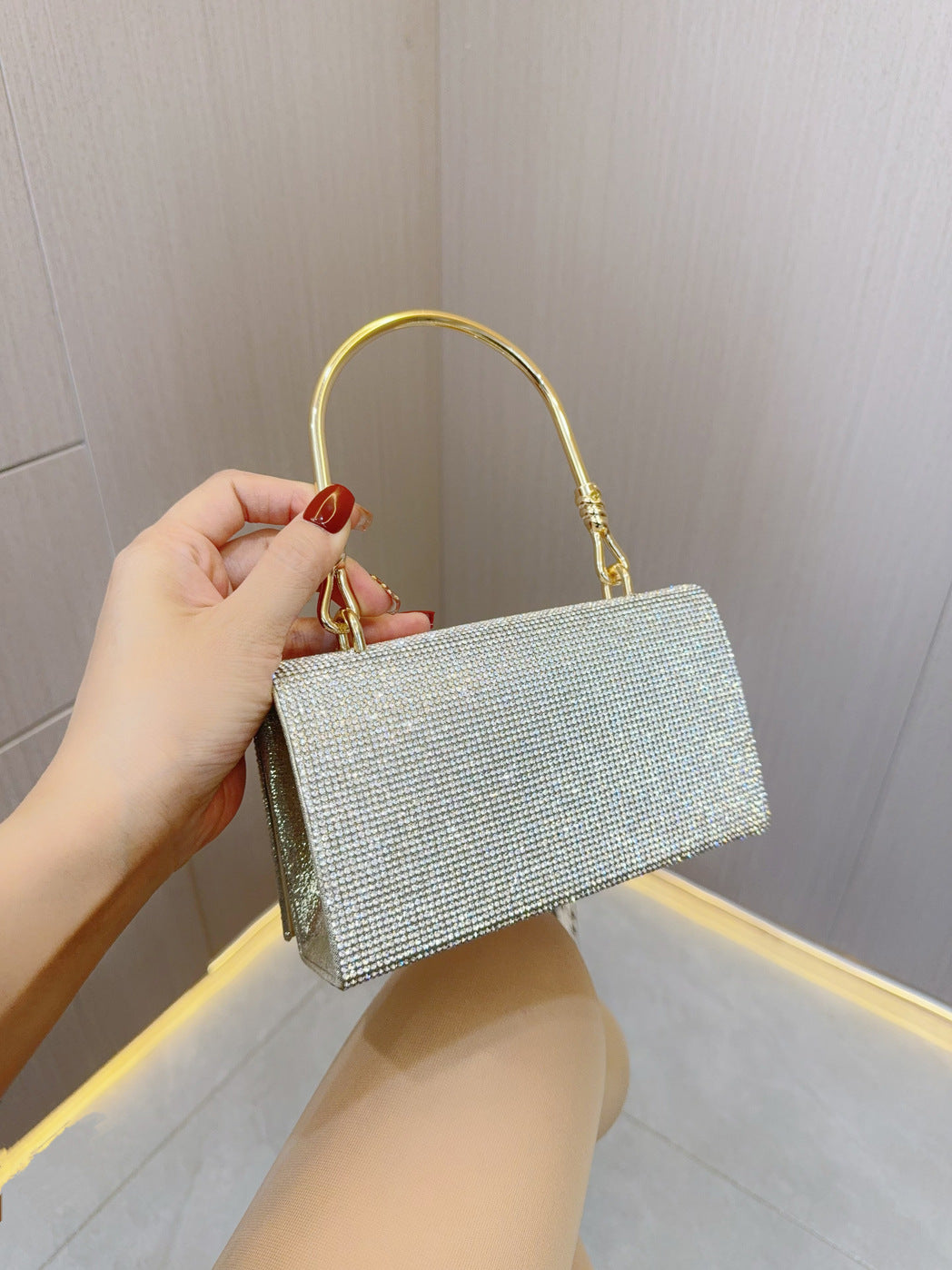 Rhinestone Evening Bag Wedding Birthday Banquet Party Purse Silver Shiny Banquet Clutch Bag Party Prom