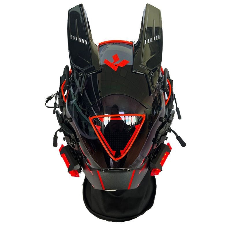 Punk mask round lights wing braids triangle lights music festival LED glow tech sense boy helmet Halloween