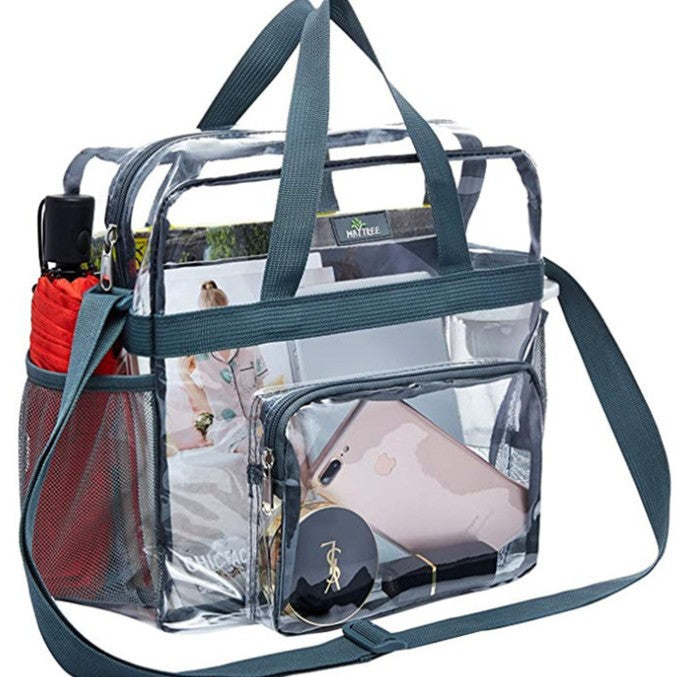 PVC transparent bag, tote bag large, portable travel storage bag for men and women, clear bag for stadium events