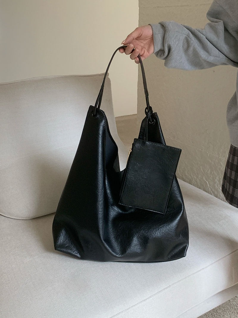 Casual Versatile Commuter hobo bag for women, Large Capacity Soft Pitot Bag, Student Class Shoulder Bag for Women 2 in 1