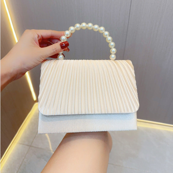 Women's Handheld Bag, Unique French Pleated Evening Dress Bag, Crossbody Handheld Banquet Bag