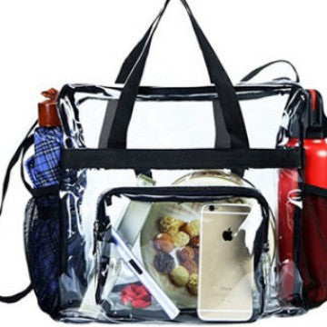 PVC transparent bag, tote bag large, portable travel storage bag for men and women, clear bag for stadium events