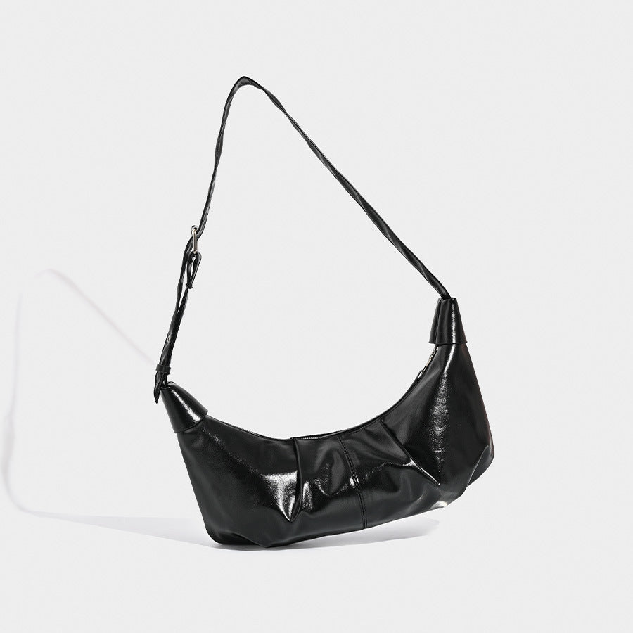 Versatile black shoulder bag, vintage pleated shoulder bag, crossbody hobo bag