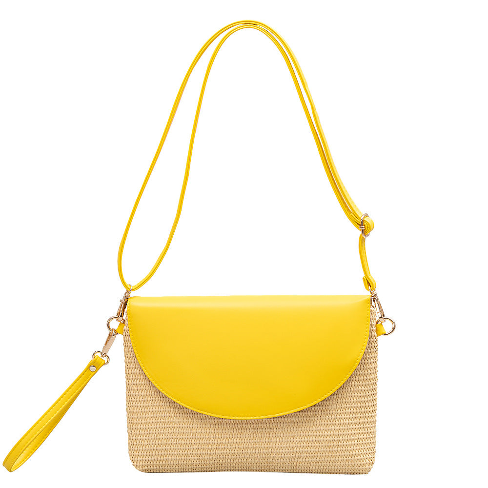 Holiday straw bag, small solid color shoulder bag, small crossbody beach bag, seaside beach bag clutch woven bag women