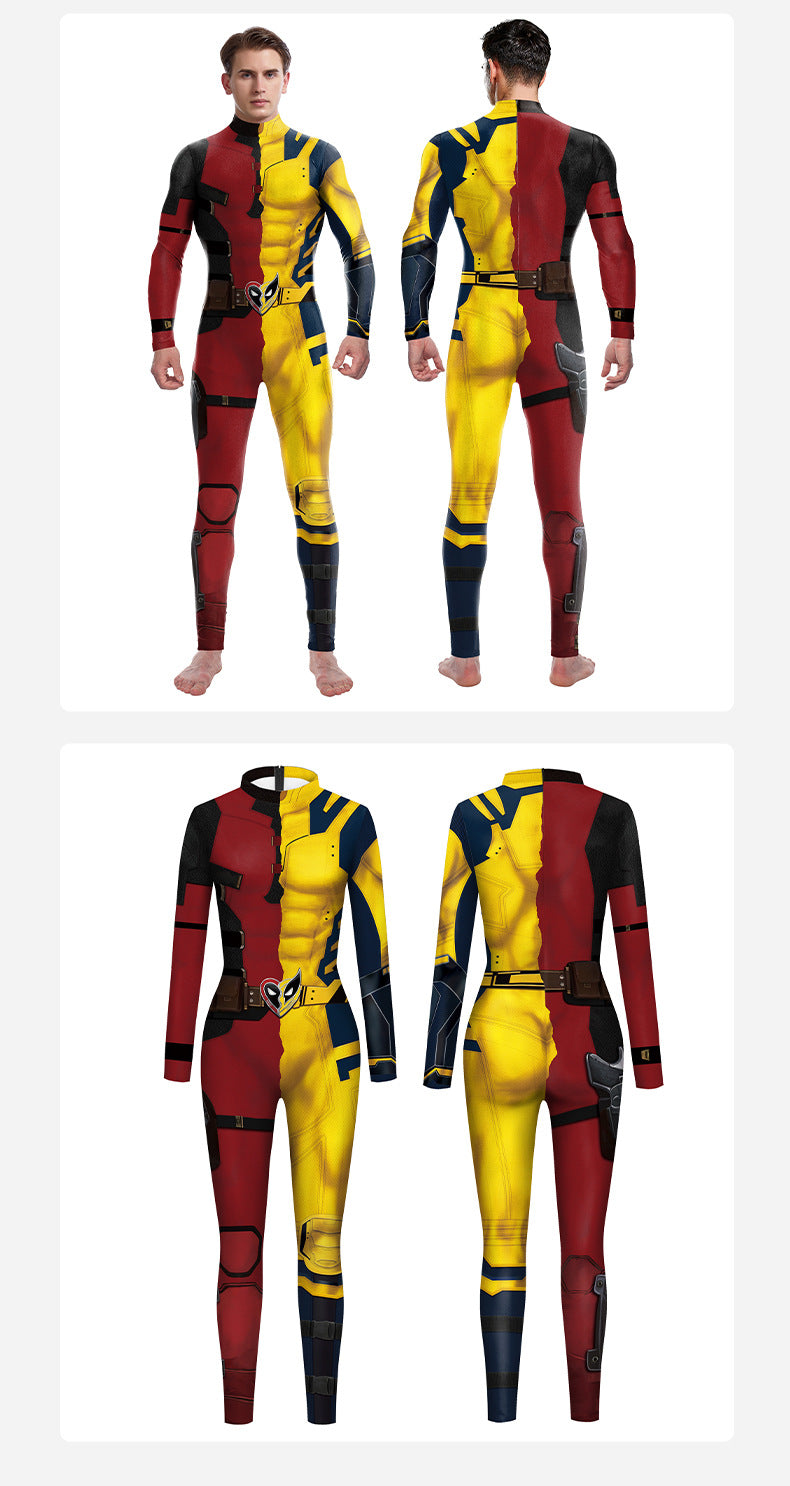 onepiece Halloween movie cos suit Deadpool 3 Wolverine costume playing suit printed jumpsuit