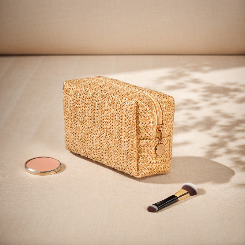 Woven cosmetic bag, change lipstick storage bag, portable cosmetic bag retro m travel travel square bag small