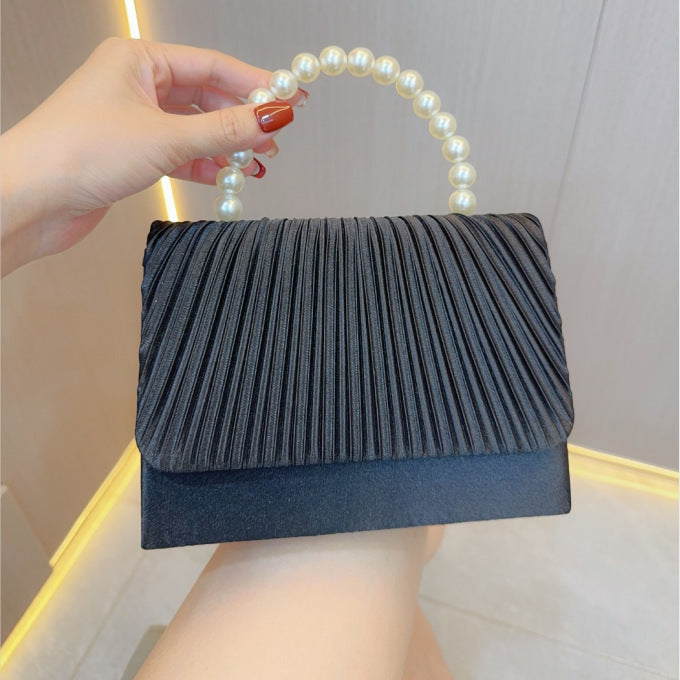 Women's Handheld Bag, Unique French Pleated Evening Dress Bag, Crossbody Handheld Banquet Bag