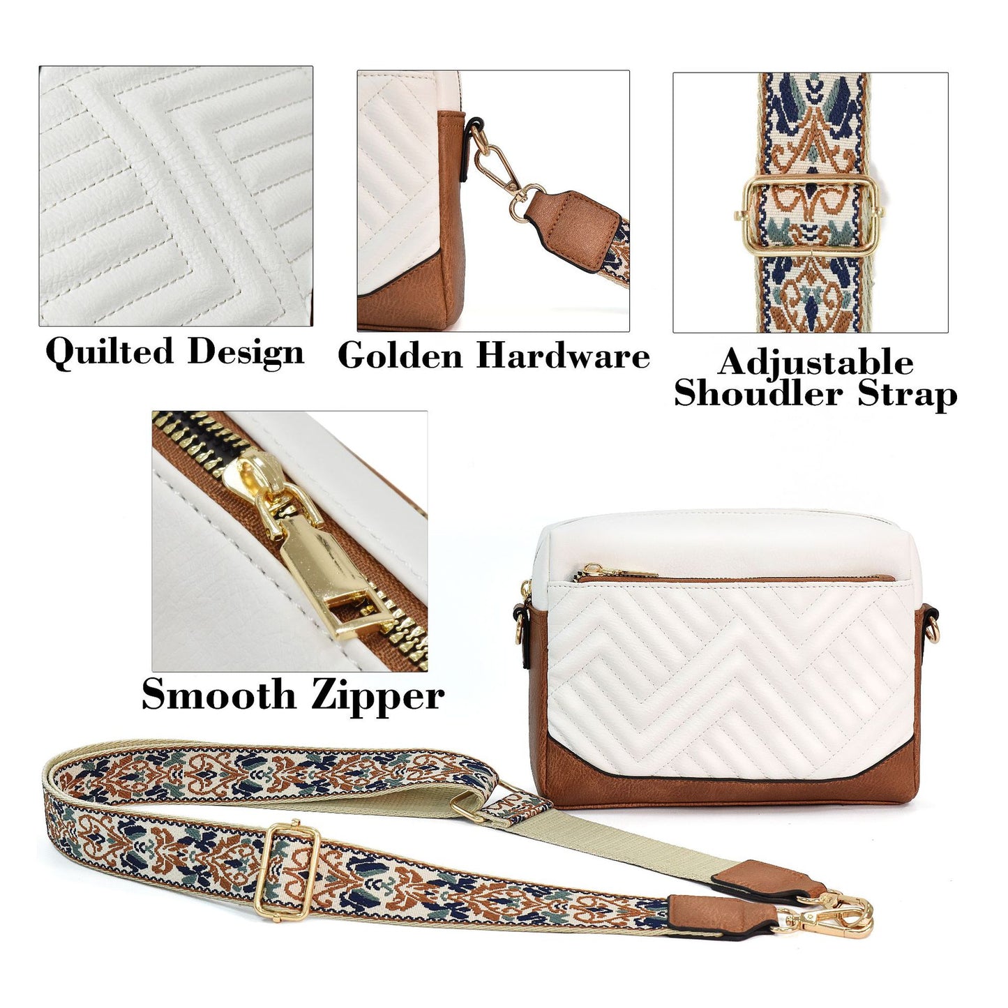 Quilted embroidered grid color matching small women crossbody bag, simple small square bag, shoulder messenger bag