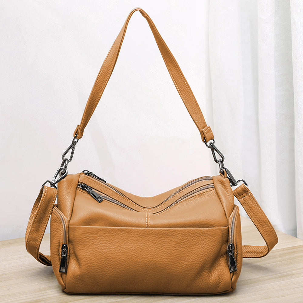 Elegant Genuine Leather Shoulder Bag – Stylish Crossbody & Underarm Mommy Bag