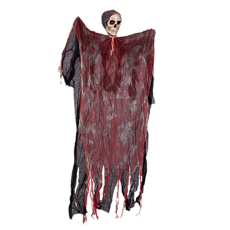 Halloween Haunted House Porch Yard Dress Up Scary Spider Web Cotton Suit Scary Hanging Ghost Decoration Blood Veil Little Hanging Ghost