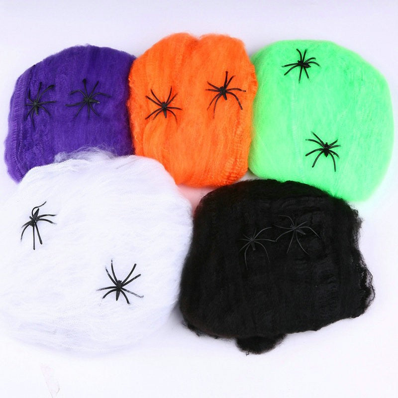 Halloween Spider Webs Decorations with Fake Spiders, Super Stretchy Cobwebs for Halloween decor Indoor and Outdoor