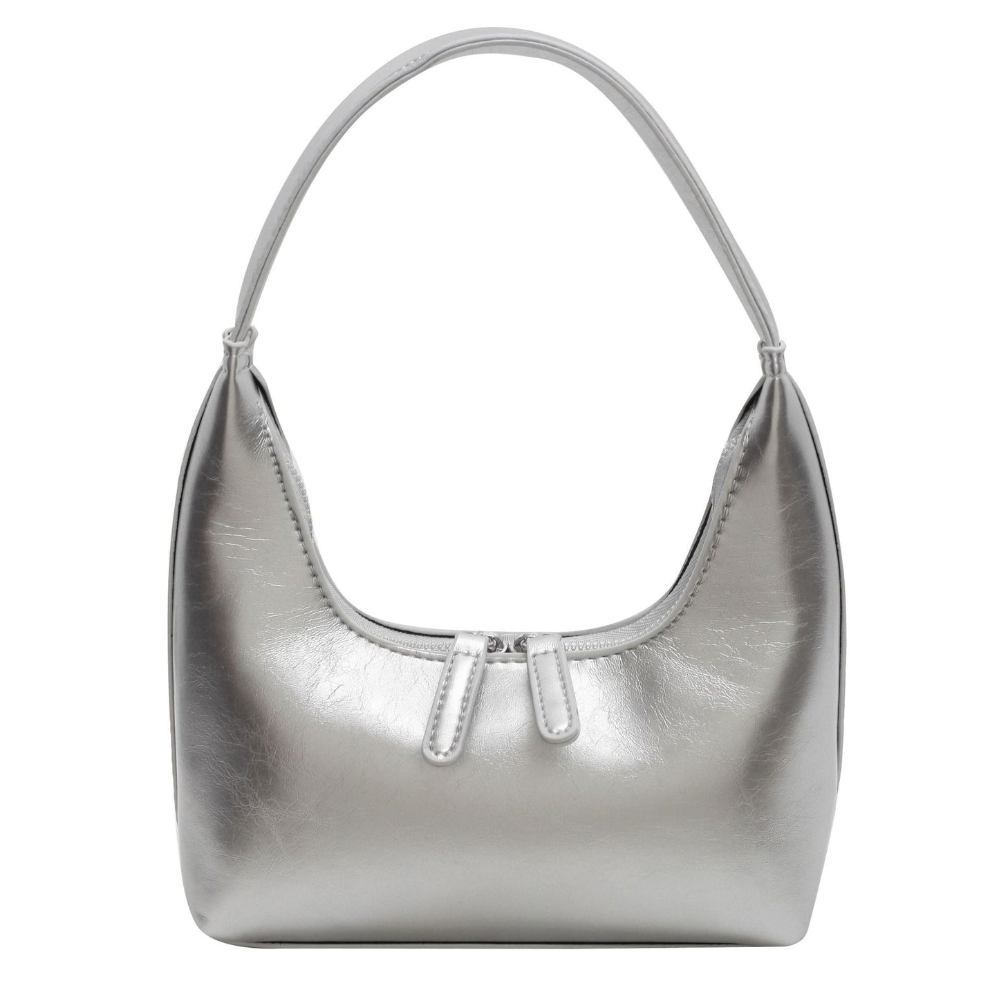 Silver mini hobo shoulder bag, small shoulder purse, women's summer shoulder bag, small hobo handbag