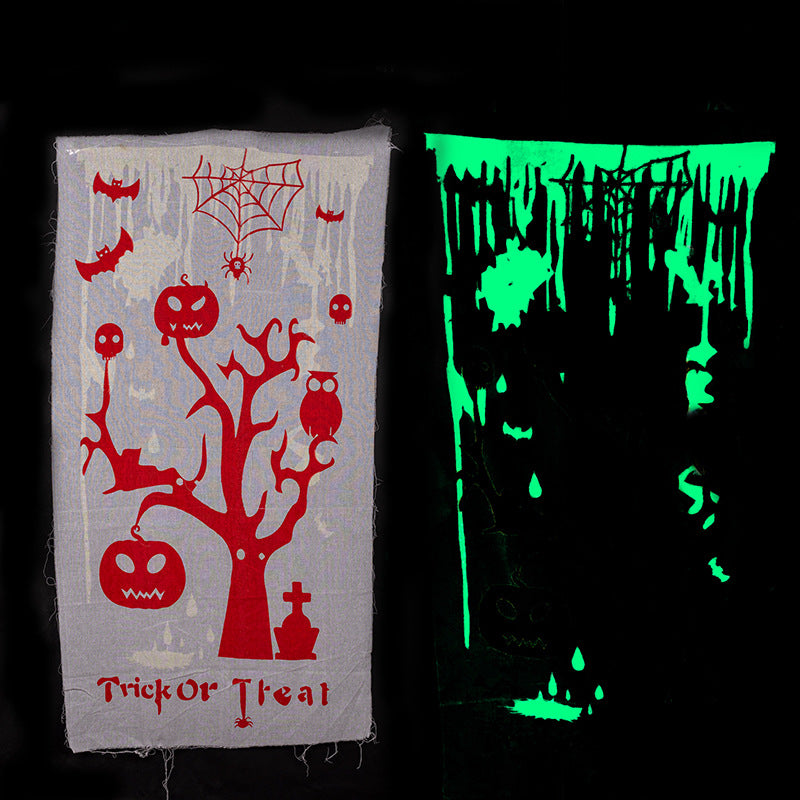 Halloween luminous light curtain pumpkin ghost spider web haunted house secret room horror blood gauze atmosphere layout props