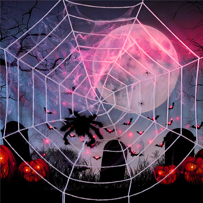 Halloween spider web decoration haunted house party trick props spider silk simulation big spider combination scene arrangement