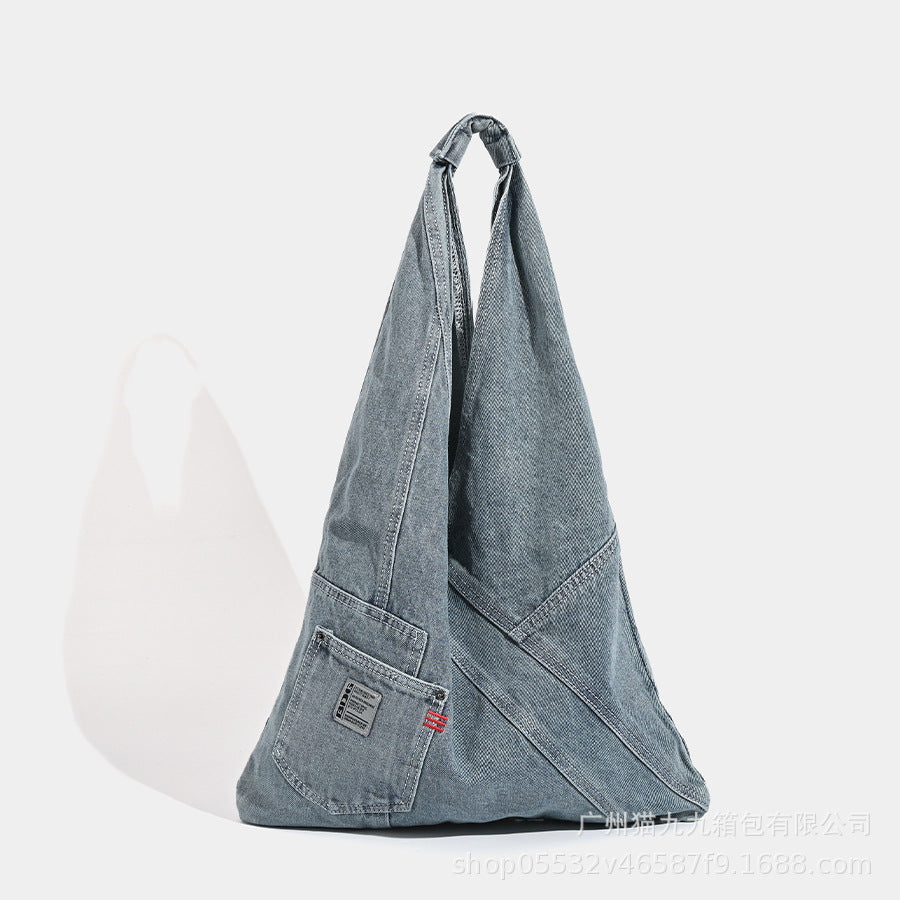 Washed denim hobo bag, underarm shoulder bag, large capacity tote shoulder bag, handbag versatile