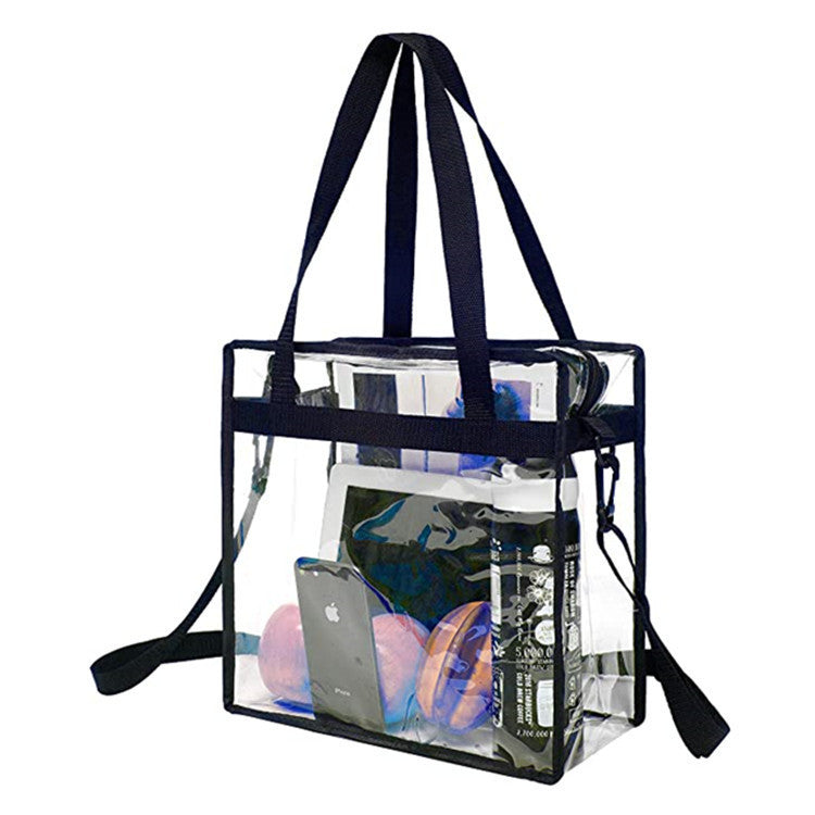 PVC transparent bag, square oversized travel tote bag, storage bag portable shoulder shopping bag, clear bag for stadium events